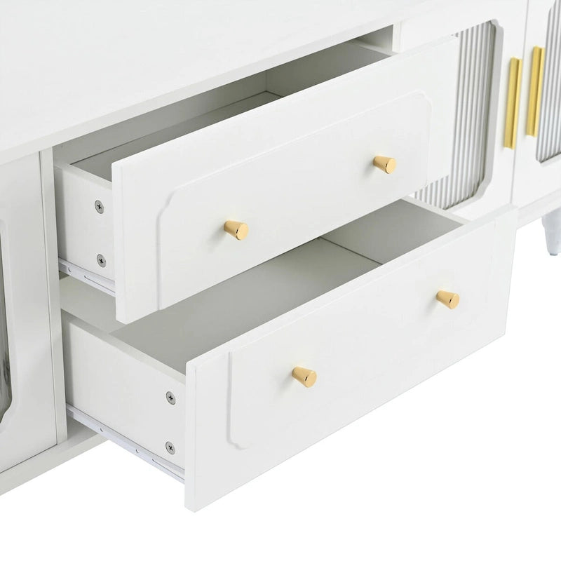 Retro TV Stand with Fluted Glass Doors for TVs Up to 78-17