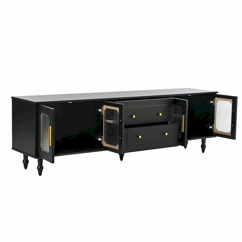 Retro TV Stand with Fluted Glass Doors for TVs Up to 78-20