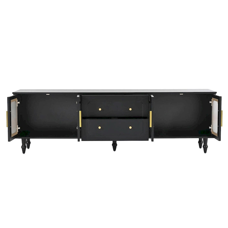 Retro TV Stand with Fluted Glass Doors for TVs Up to 78-23