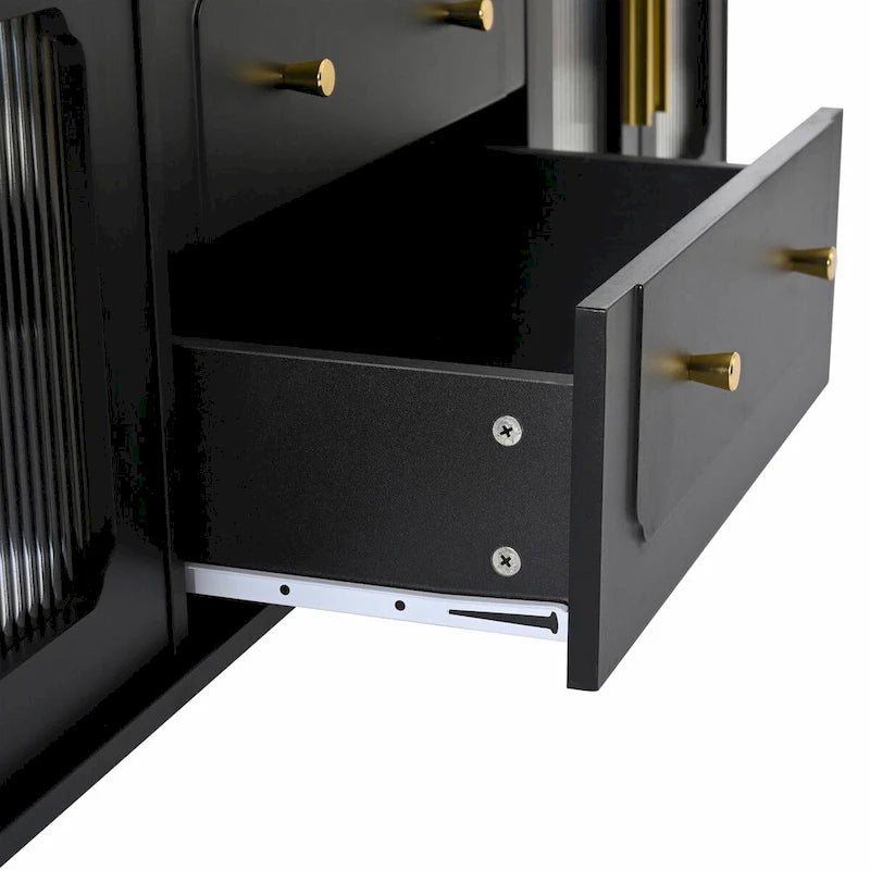 Retro TV Stand with Fluted Glass Doors for TVs Up to 78-31