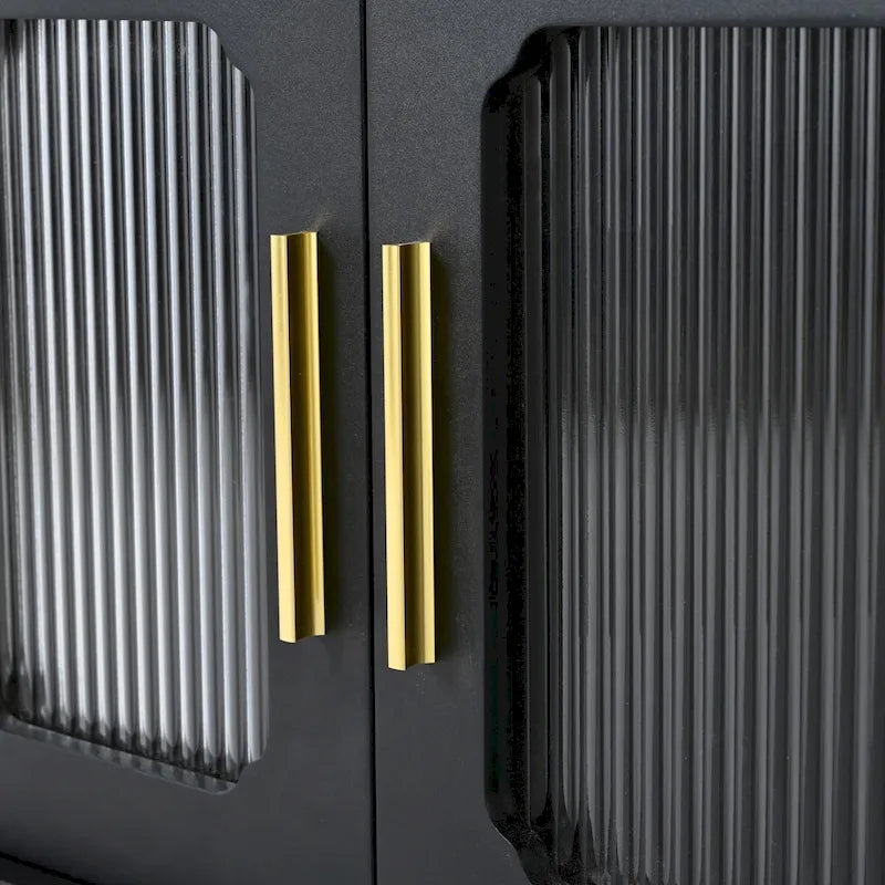 Retro TV Stand with Fluted Glass Doors for TVs Up to 78-34