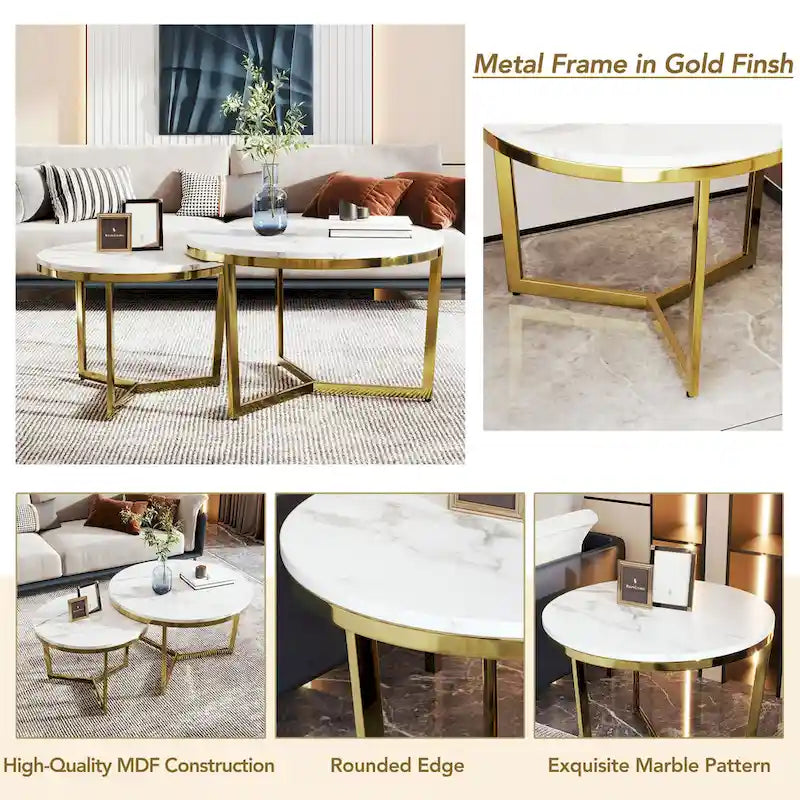 Modern Round Nesting Coffee Table Set-4