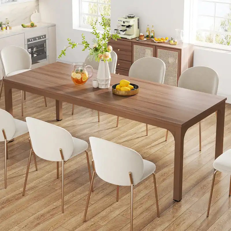 78.74-Inch Dining Table, Large Wood Dinner Table with Metal Legs for Living Room, Kitchen-16