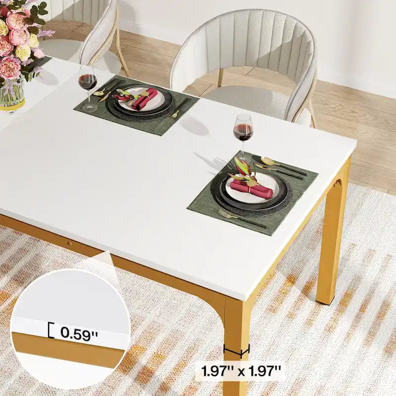 78.74-Inch Dining Table, Large Wood Dinner Table with Metal Legs for Living Room, Kitchen-13