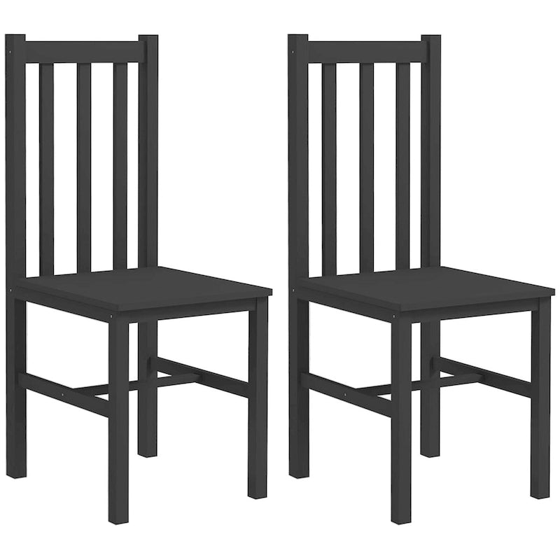 HOMCOM Dining Chairs, Set of 2 Farmhouse Kitchen & Dining Room Chairs with Slat Back, Pine Wood Seating for Living Room-2