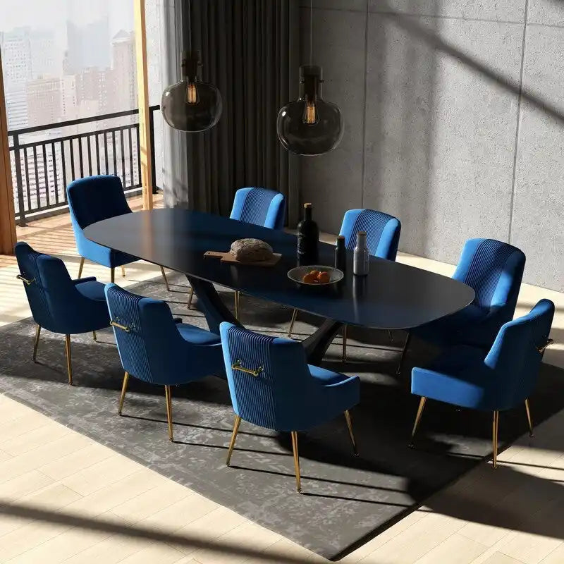 SEYNAR Modern Glam Velvet Dining Chair Set of 8 for Dining Room, Tufted Vanity Chair for Living Room (no table)-4