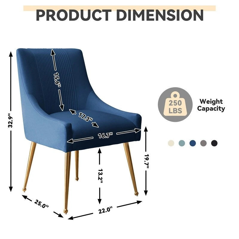 SEYNAR Modern Glam Velvet Dining Chair Set of 8 for Dining Room, Tufted Vanity Chair for Living Room (no table)-13