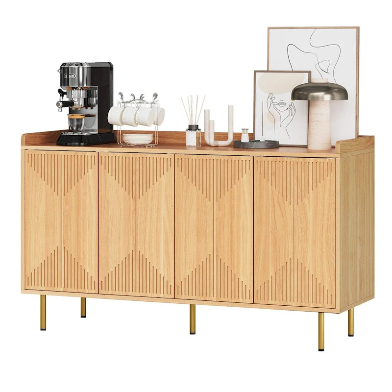 Moasis Double Sideboard Buffet Cabinet with Storage Shelf 4-Door Cabinet for Living Room and Kitchen-8