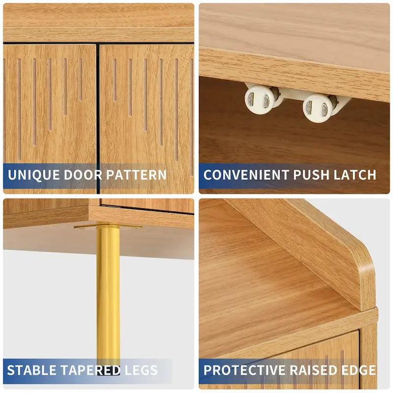 Moasis Double Sideboard Buffet Cabinet with Storage Shelf 4-Door Cabinet for Living Room and Kitchen-4