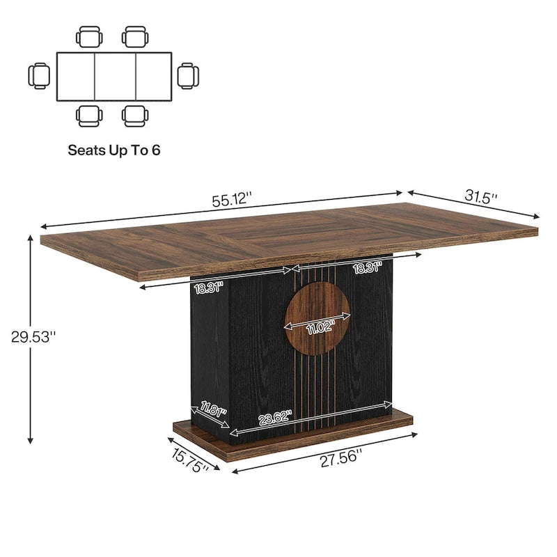 55 Dining Table with Rectangle Wood Top for Kitchen Dining Room-7