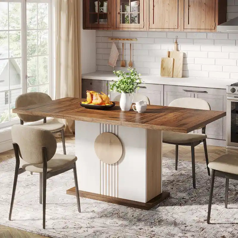 55 Dining Table with Rectangle Wood Top for Kitchen Dining Room-8