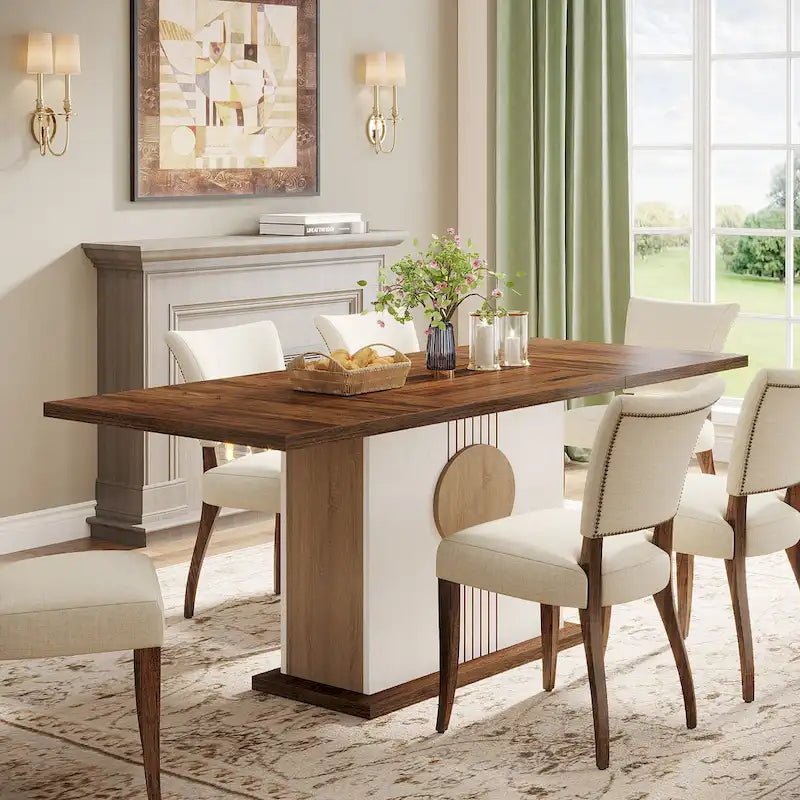 55 Dining Table with Rectangle Wood Top for Kitchen Dining Room-11