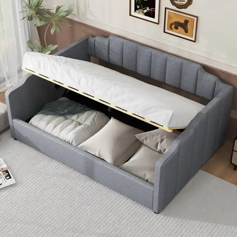Full Size Upholstered Daybed with Underneath Storage-13