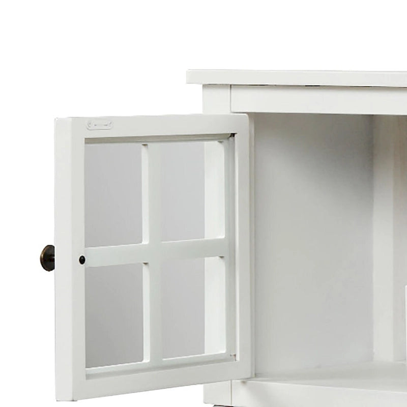 Vintage French Wooden Console Table with Two Glass Cabinet Doors-5