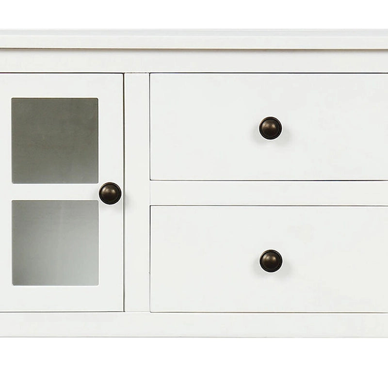 Vintage French Wooden Console Table with Two Glass Cabinet Doors-6