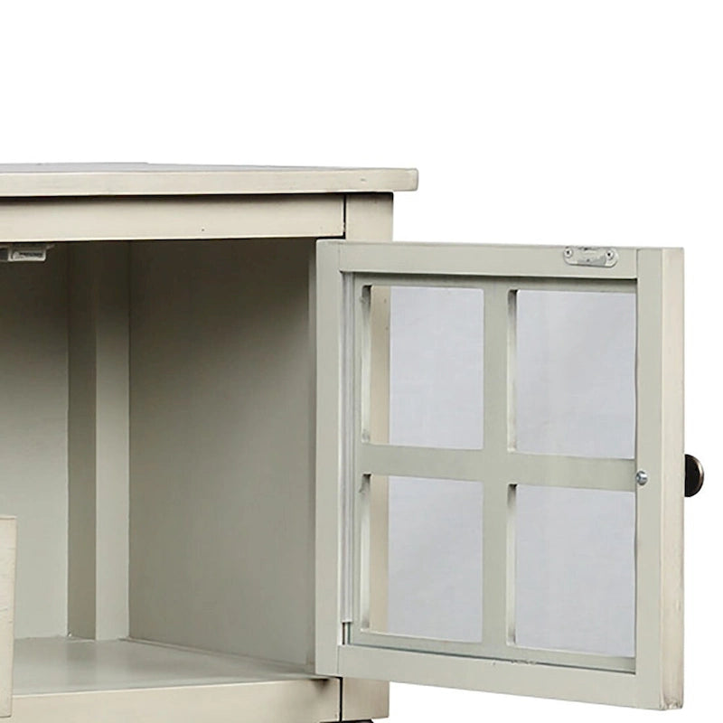 Vintage French Wooden Console Table with Two Glass Cabinet Doors-14