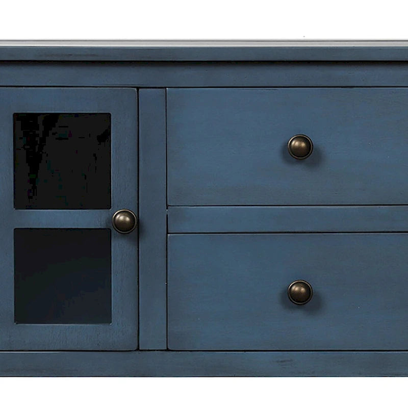 Vintage French Wooden Console Table with Two Glass Cabinet Doors-19