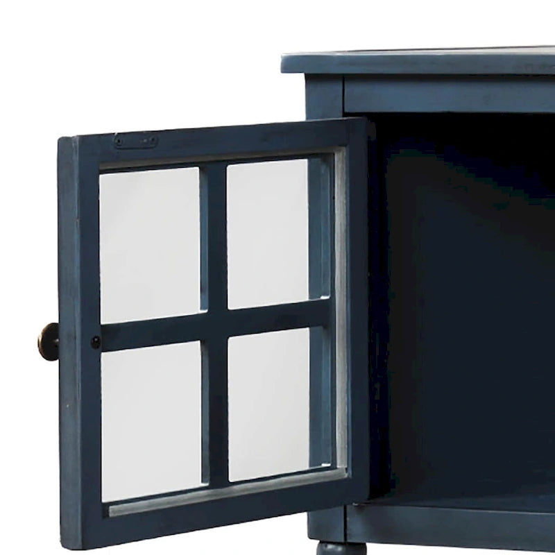 Vintage French Wooden Console Table with Two Glass Cabinet Doors-21