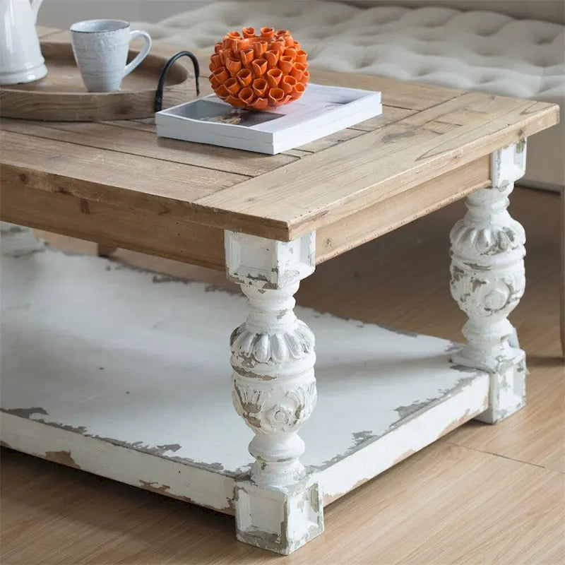 Rectangle Coffee Wooden Coffee Table,French Country Coffee Table-5