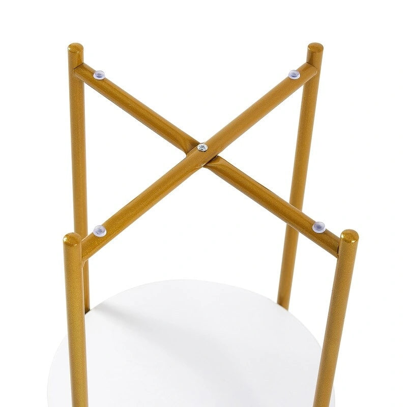 2 Tier Round Side Table with Tempered Glass Modern End Tables-8