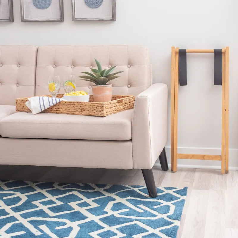 Christiansen Natural Hyacinth Foldable Snack Table with Removable Tray-3