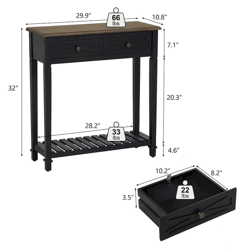 Kinbor Console Table with 2 Drawers, Sofa Table with Storage Shelf for Entryway, Hallways Furniture-5