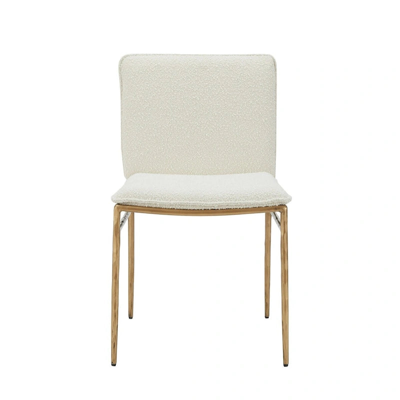 Cid Abby 19 Inch Side Dining Chair, Off White, Brass Gold Finished Legs-2