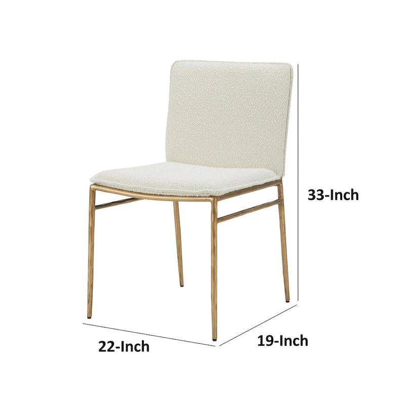 Cid Abby 19 Inch Side Dining Chair, Off White, Brass Gold Finished Legs-5