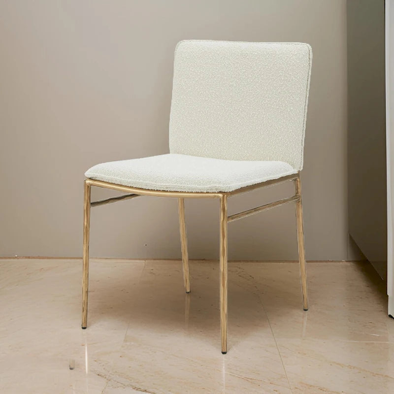 Cid Abby 19 Inch Side Dining Chair, Off White, Brass Gold Finished Legs-6