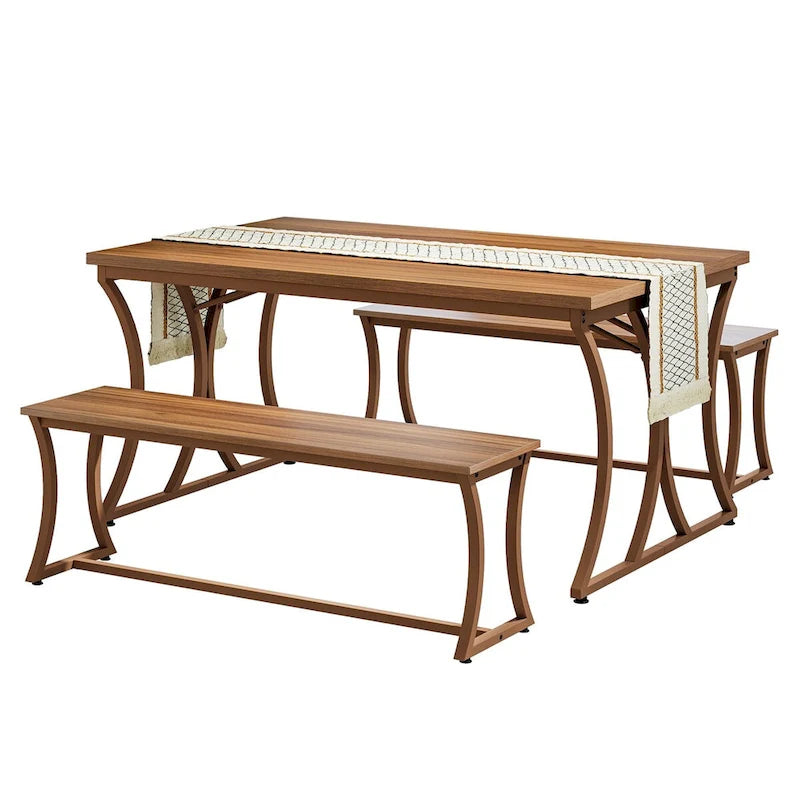 51-inch Rectangle Kitchen Dining Dinner Table with Bench Set for 4-6-7