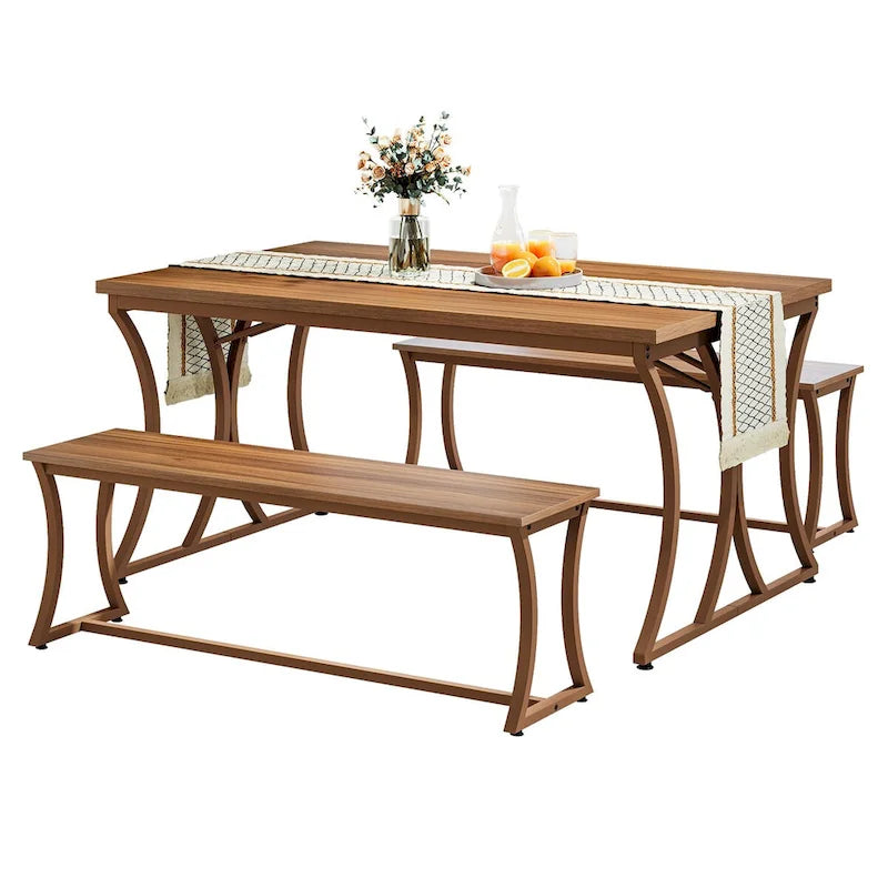 51-inch Rectangle Kitchen Dining Dinner Table with Bench Set for 4-6-9