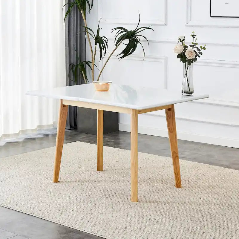 Imitation Marble White Sintered Stone Tabletop With Rubber Wooden Legs,Foldable Computer Desk,Foldable Office Desk-6