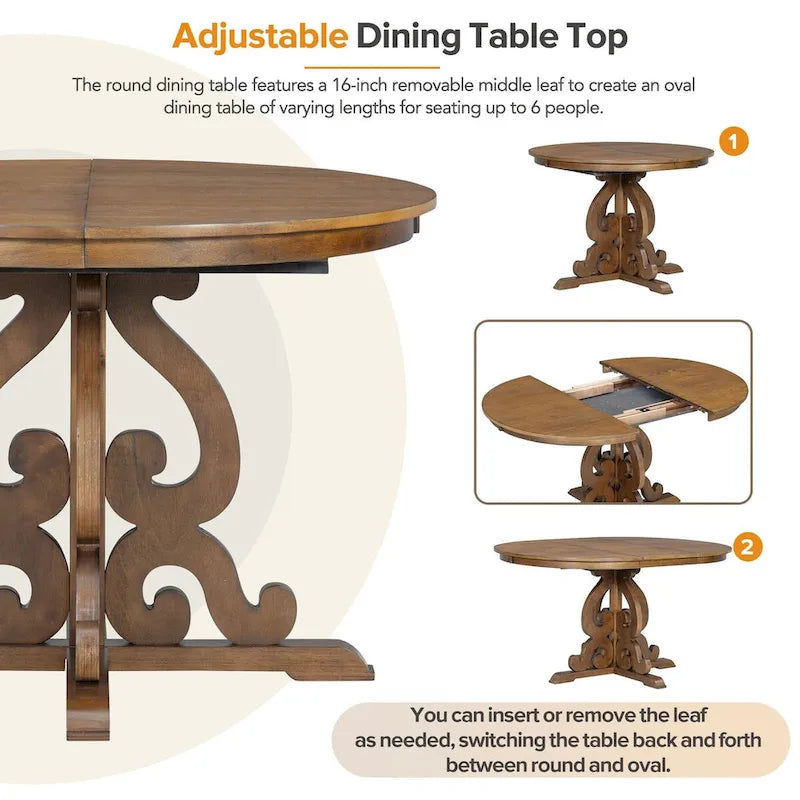 5-Piece Retro Functional Dining Set 1 Extendable Table-17