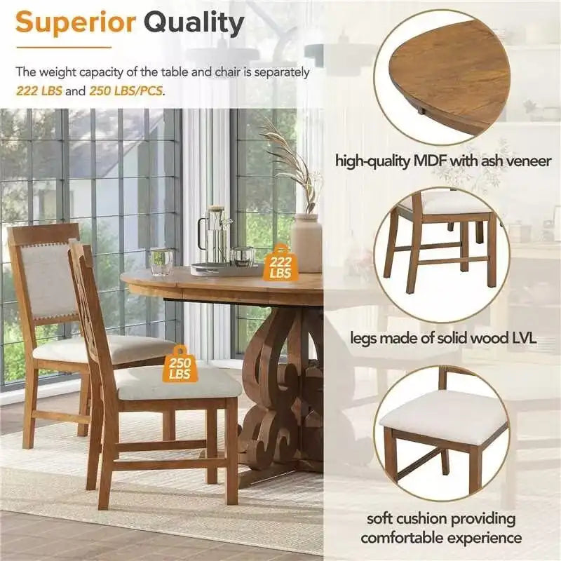 5-Piece Retro Functional Dining Set 1 Extendable Table-18