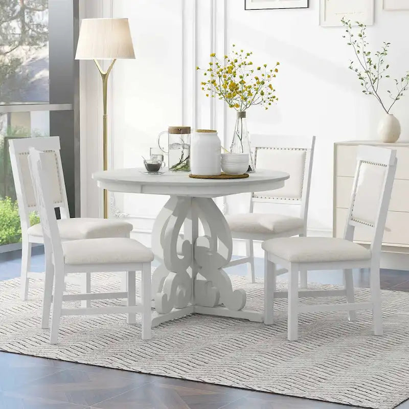 5-Piece Retro Functional Dining Set 1 Extendable Table-33