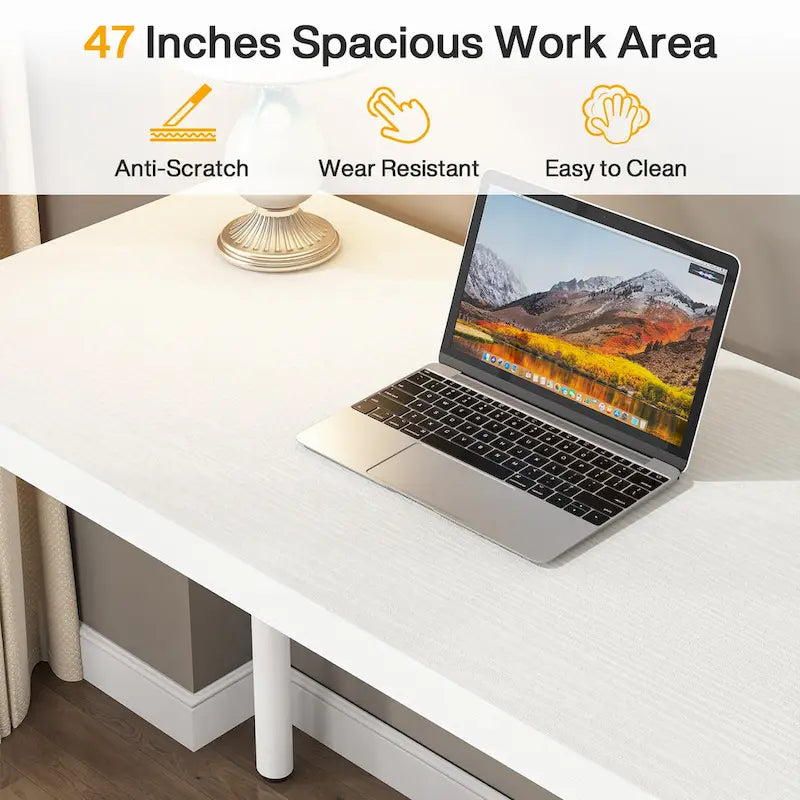 47 inch Computer Wood Desk Office Desks with 5-Drawer, Writing Desk with Metal Frame for Bedroom Study-3