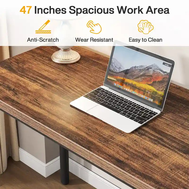 47 inch Computer Wood Desk Office Desks with 5-Drawer, Writing Desk with Metal Frame for Bedroom Study-12