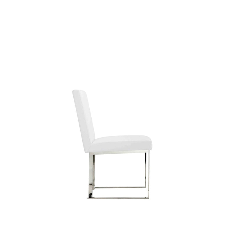 Boly 19 Inch Side Dining Chair Set of 2, Chrome Cantilever Steel Base White-3