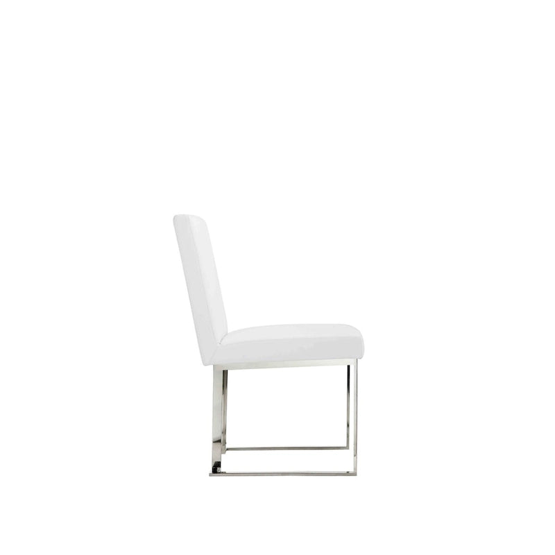 Boly 19 Inch Side Dining Chair Set of 2, Chrome Cantilever Steel Base White-5