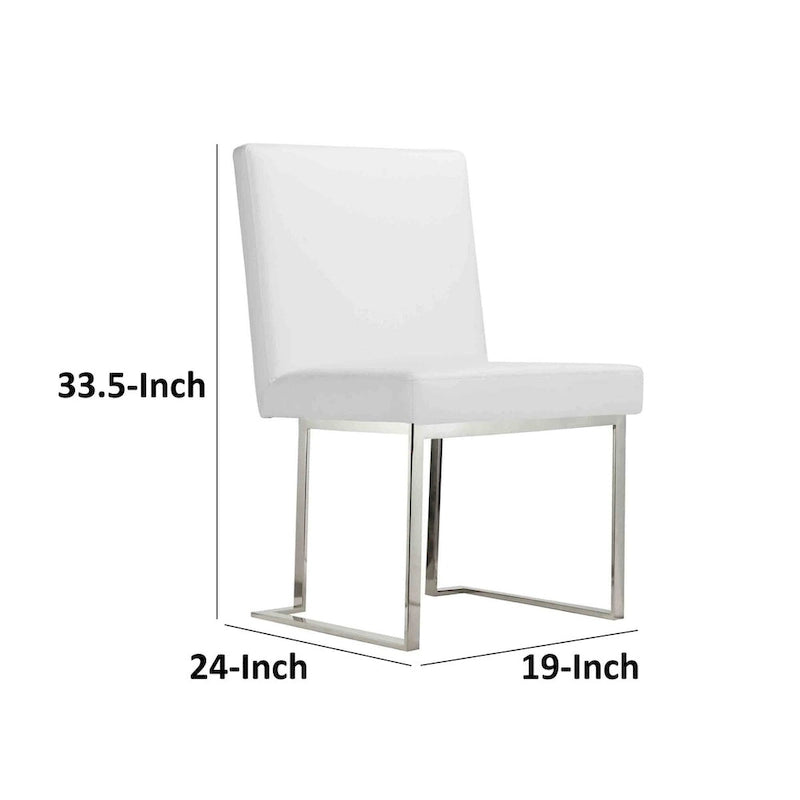 Boly 19 Inch Side Dining Chair Set of 2, Chrome Cantilever Steel Base White-6