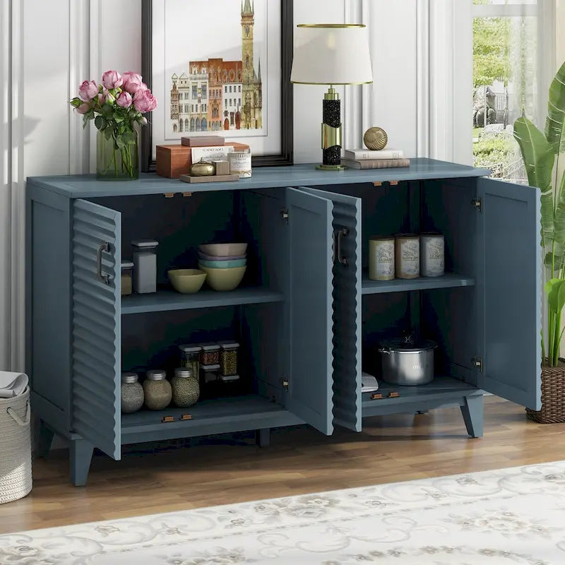 Large Storage Buffet with Adjustable Shelves and Metal Handles-2