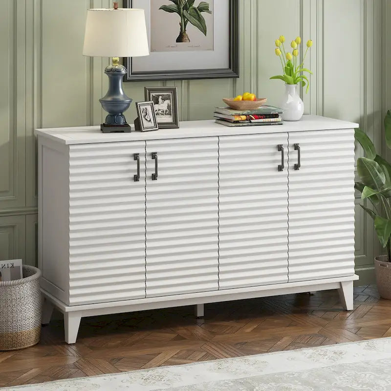 Large Storage Buffet with Adjustable Shelves and Metal Handles-5