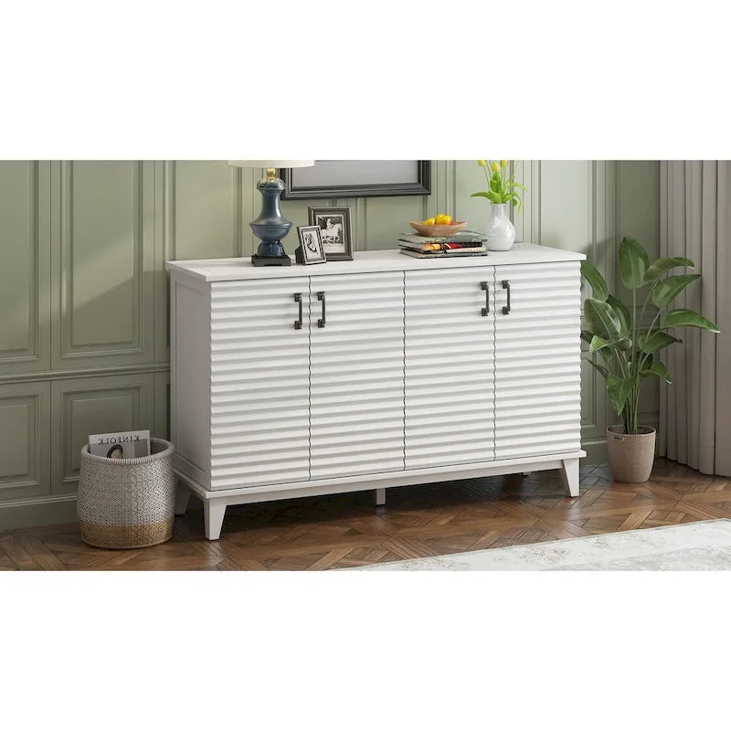Large Storage Buffet with Adjustable Shelves and Metal Handles-7