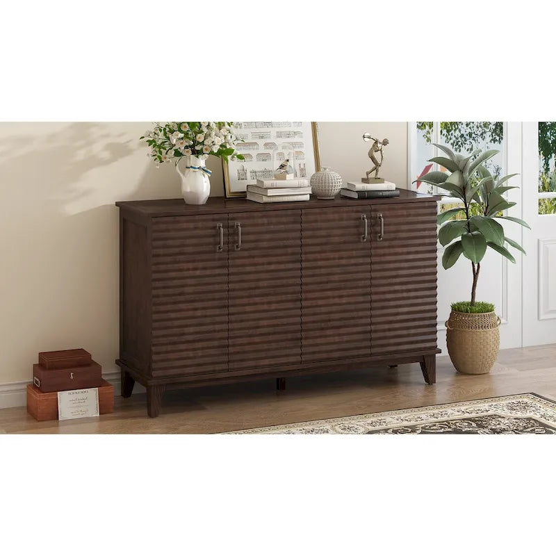 Large Storage Buffet with Adjustable Shelves and Metal Handles-12