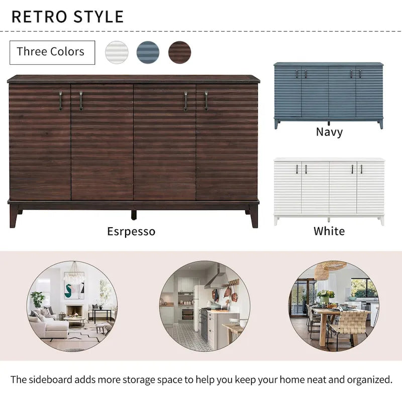 Large Storage Buffet with Adjustable Shelves and Metal Handles-21