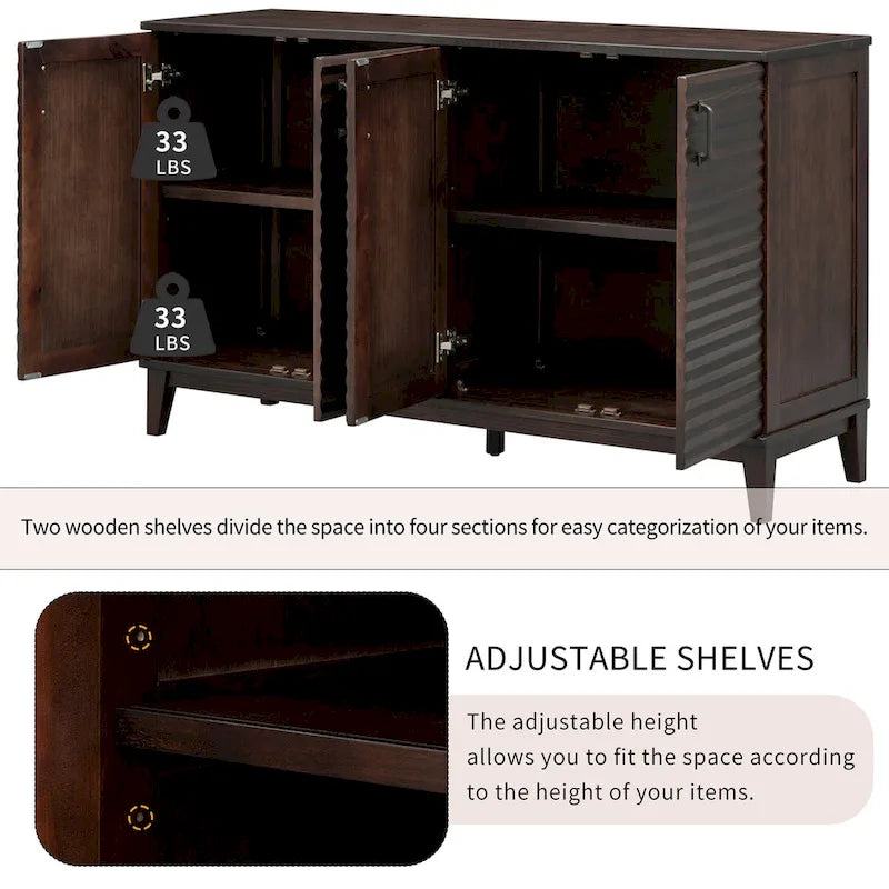 Large Storage Buffet with Adjustable Shelves and Metal Handles-22