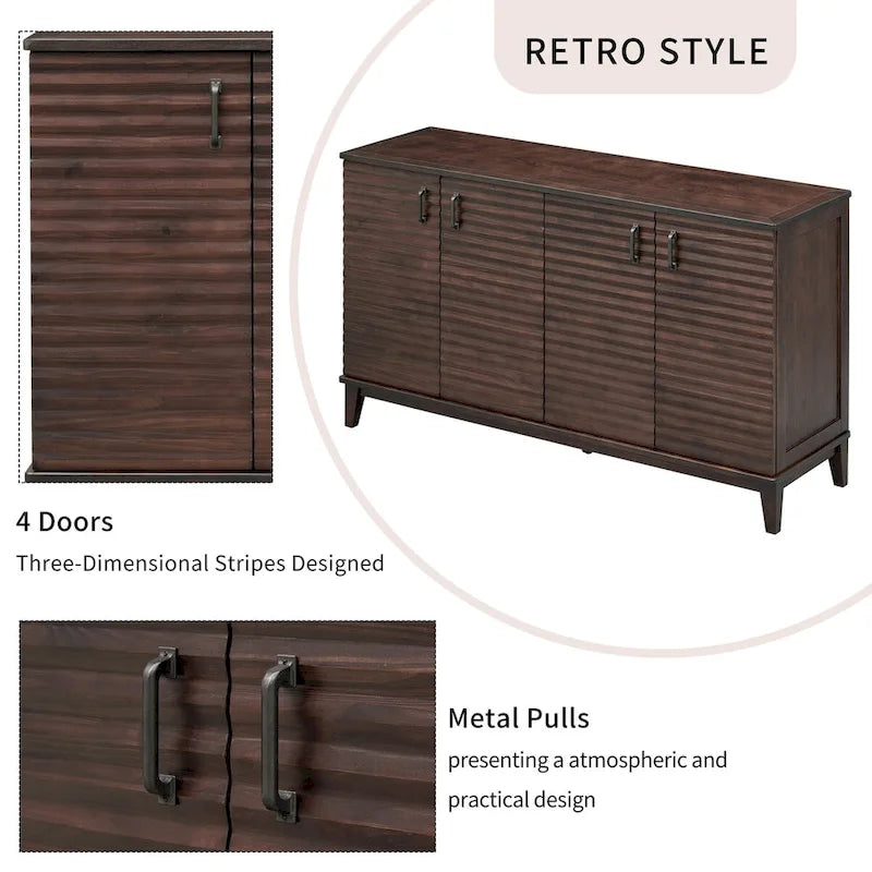 Large Storage Buffet with Adjustable Shelves and Metal Handles-23