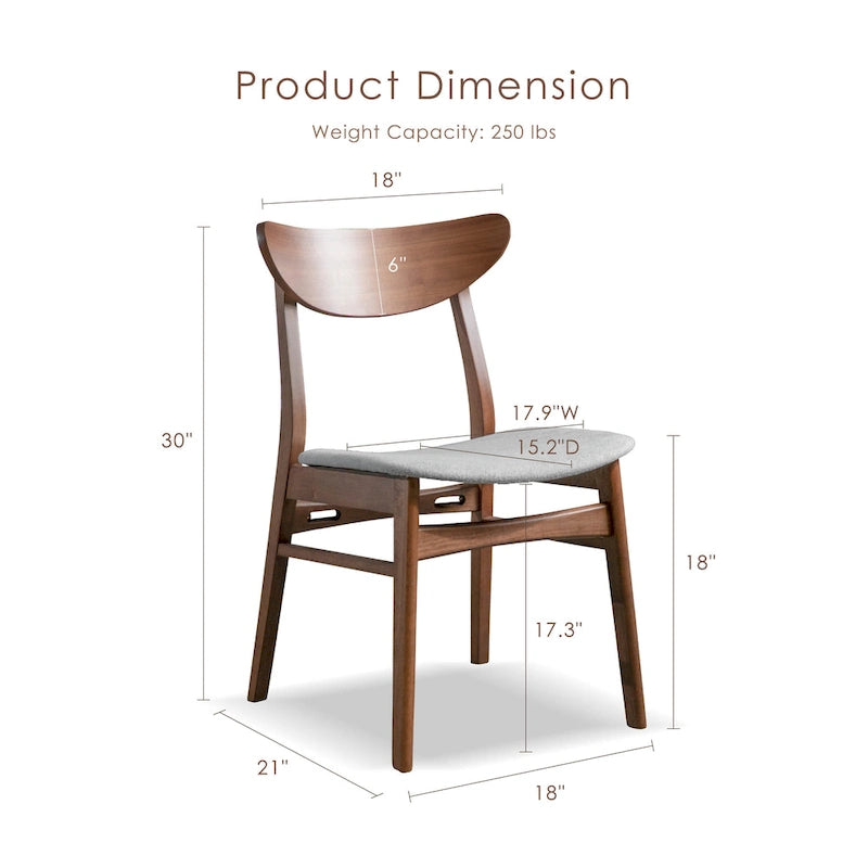 Furniture of America Beck Mid-century Walnut Padded Dining Chairs (Set of 2)-2