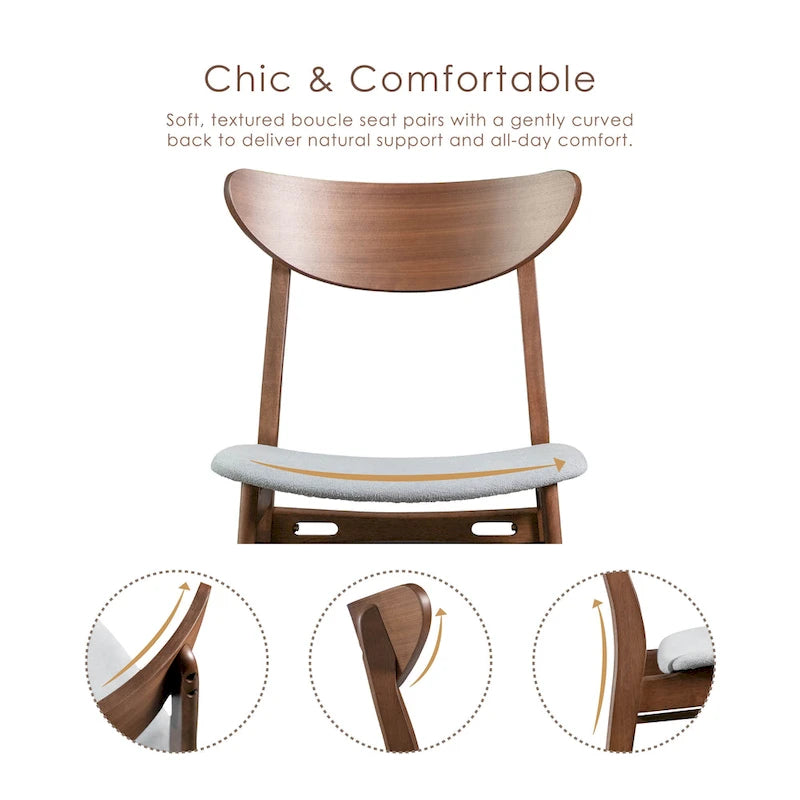 Furniture of America Beck Mid-century Walnut Padded Dining Chairs (Set of 2)-3