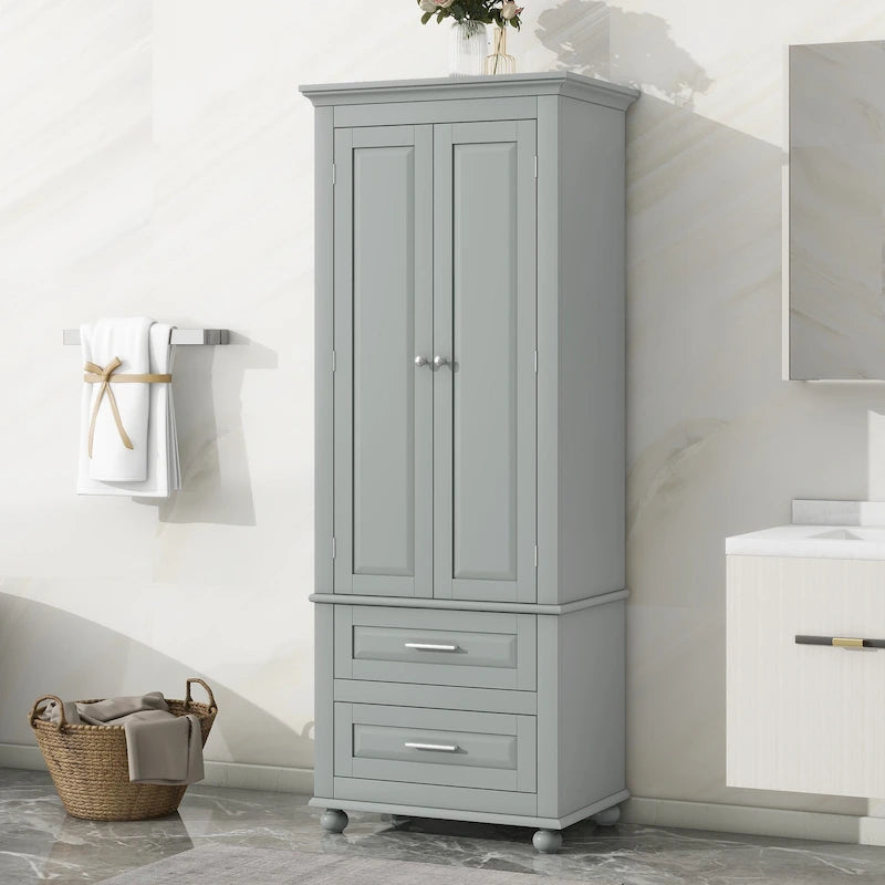Freestanding Tall Storage Cabinet with 2 Drawers & 2 Doors for Bathroom/Office-30